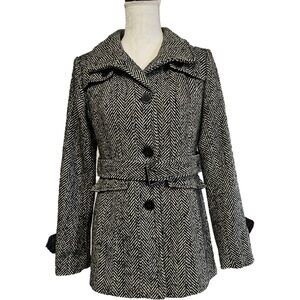Nicole Miller Black and White Pea Coat